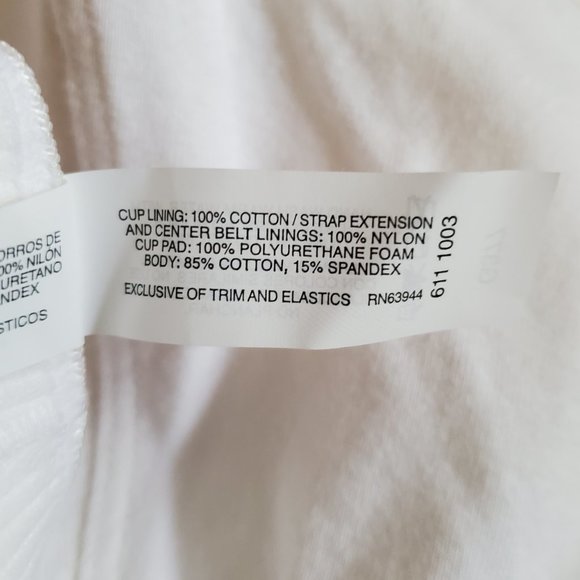 NWT Hanes White Sports Bra 38B G377 - Picture 6 of 9